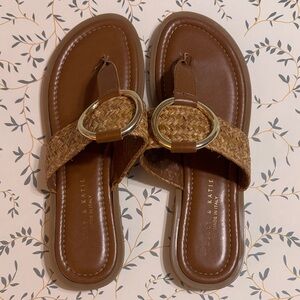 Kelly & Katie Olive Woven Sandals w/ gold accent